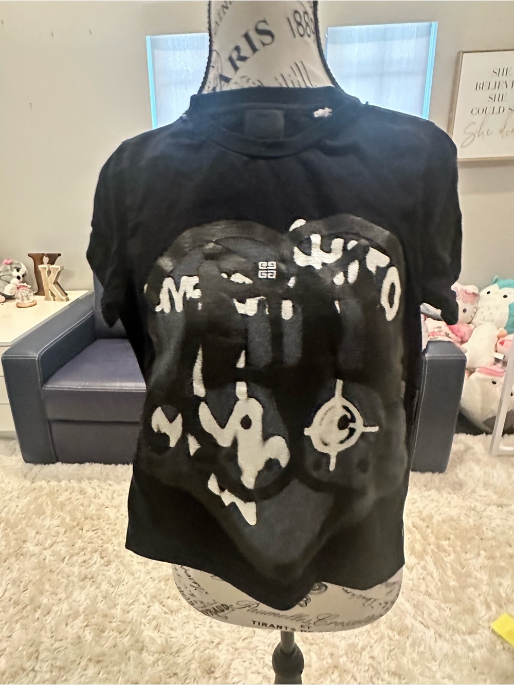 Givenchy Black Short-Sleeve Tee with White Graphic